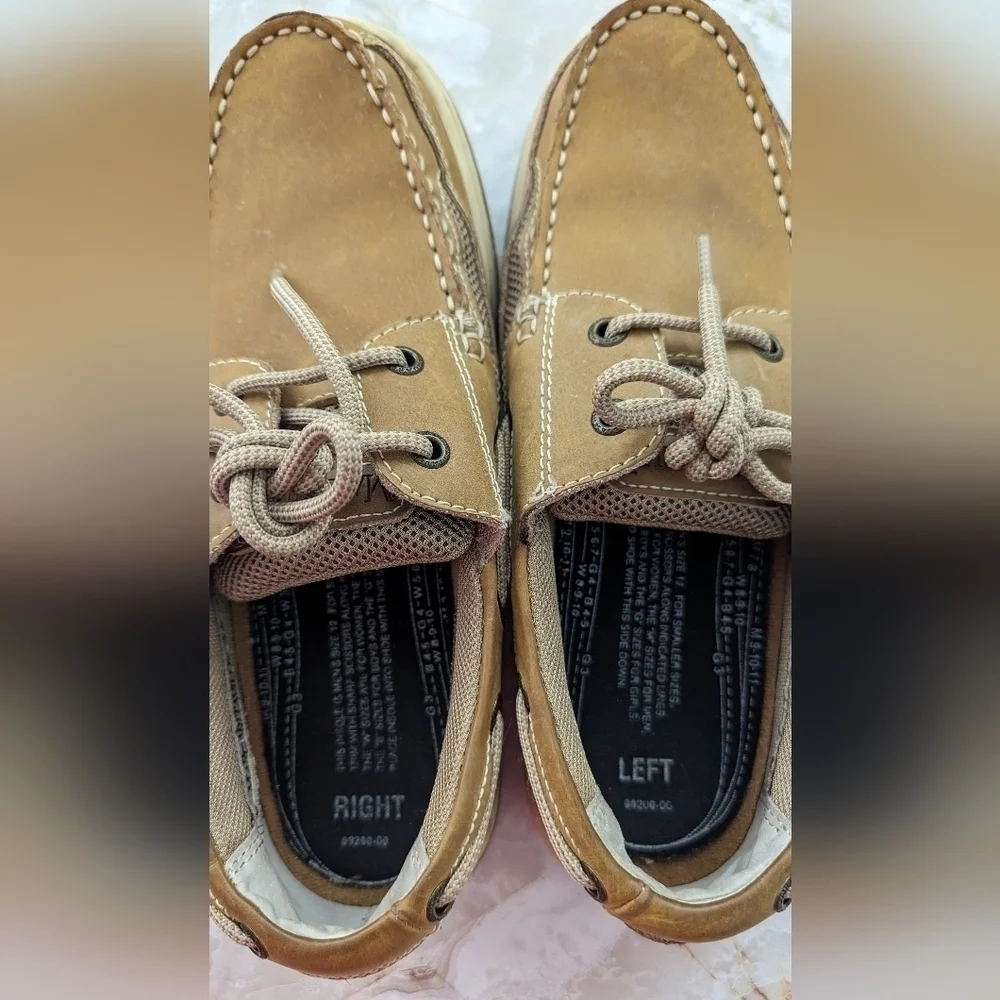 Margaritaville Men Lace Up Boat Shoes Brown Leather Casual Deck Loafer 8…